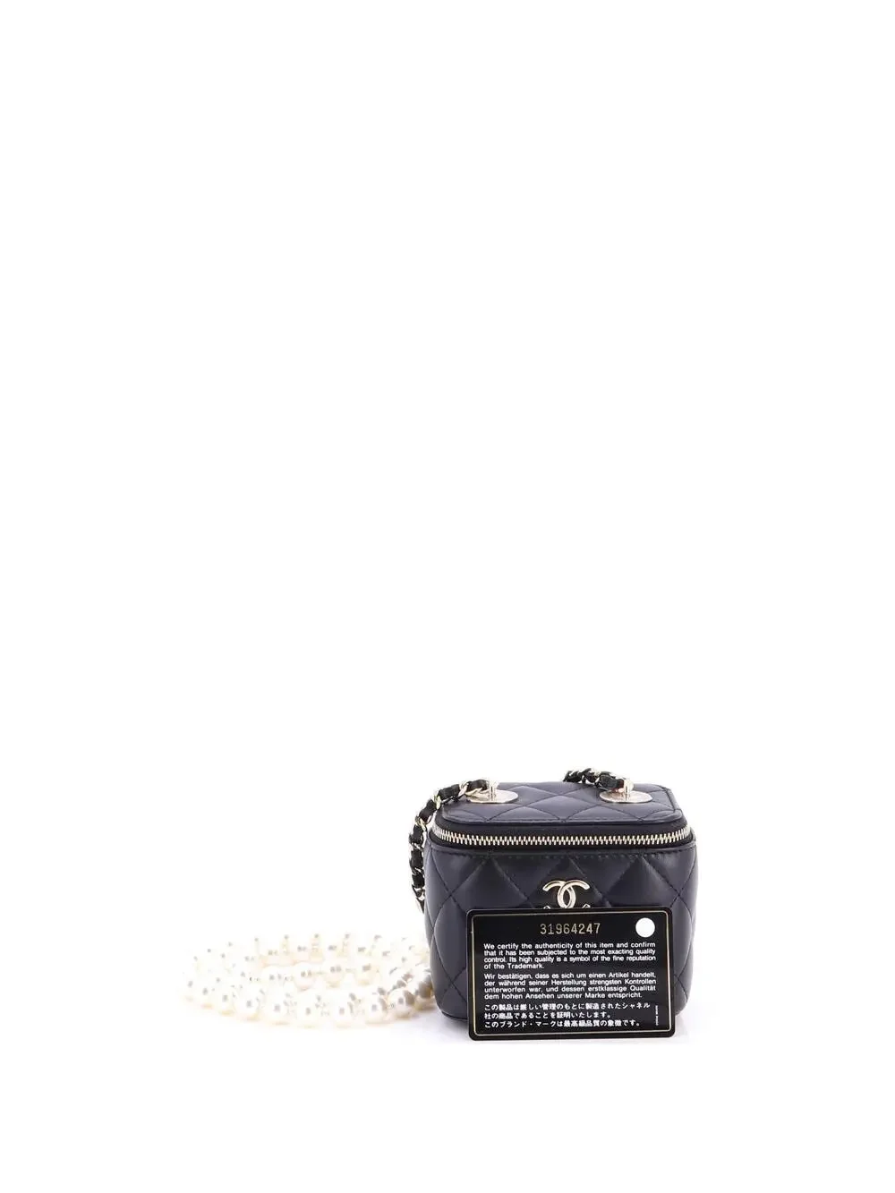 Chanel Vanity Case With Pearl Chain #327421C25B